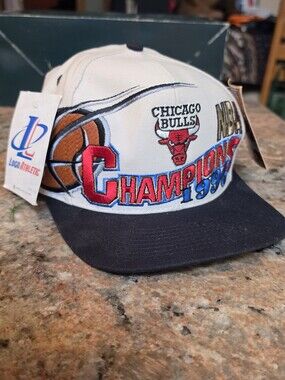 Vtg 1996 Chicago Bulls Championship Snapback Hat Logo Athletic Deadstock NWT
